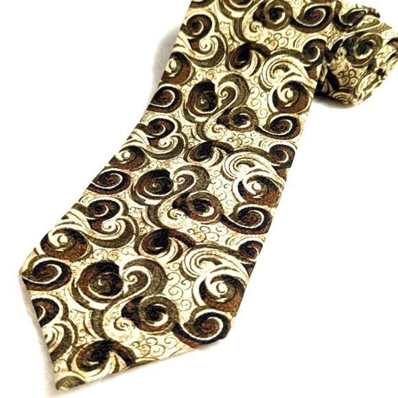 Vintage Men's 100% Silk Tie by Louis Roth w/Swirl Motif  - Made in Canada - Picture 1 of 12
